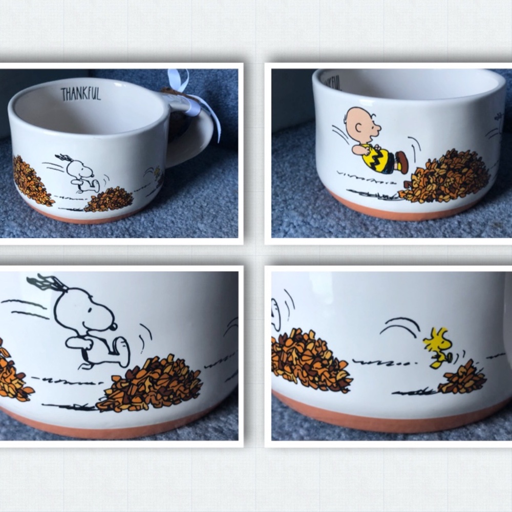 NWT Rae Dunn Peanuts Snoopy Soup or Chili Bowl Thanksgiving Fall Leaves
